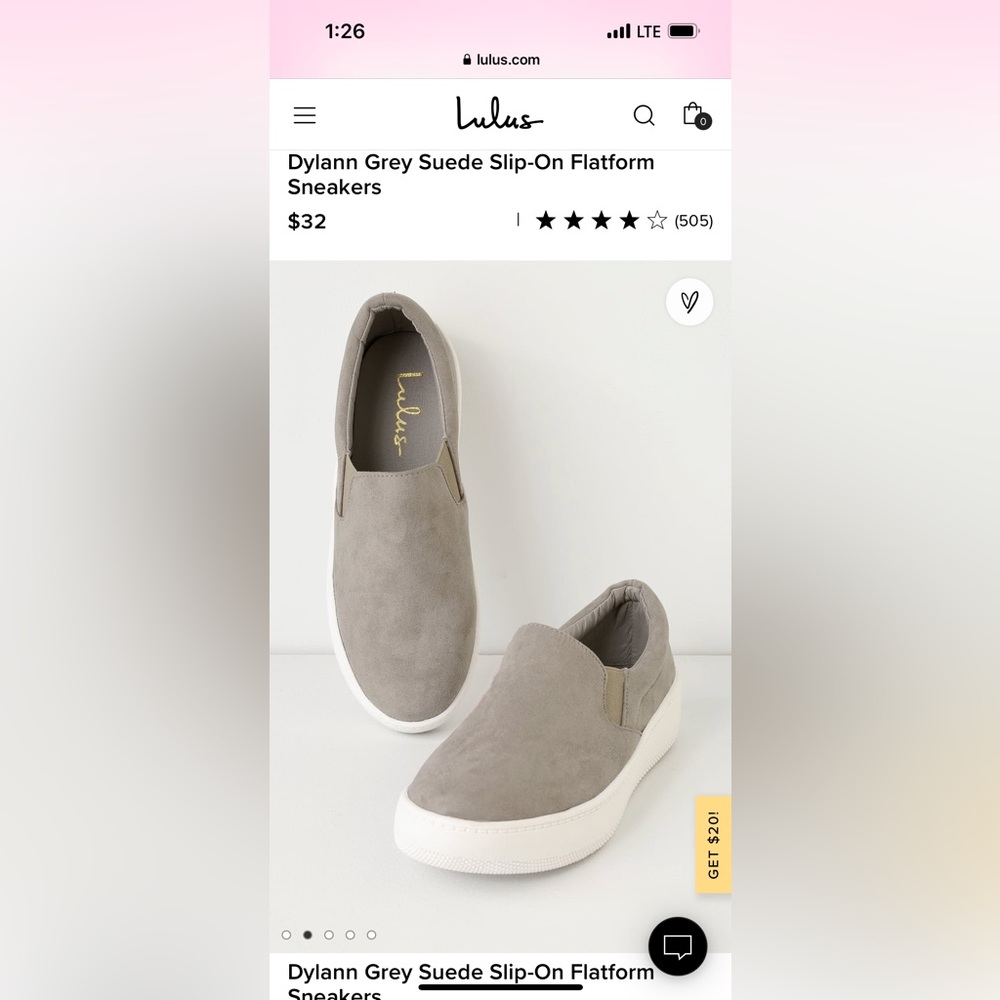 Lulus grey suede flat form sneakers